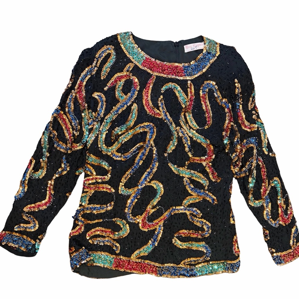 Nina Cocktail 90s Multicolor Sequin Women's Top